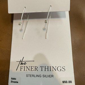 Women's Sterling Silver Earrings w/ Cubic Zirconia Stones
